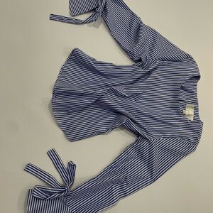 J.O.A. Blue and White Striped Blouse